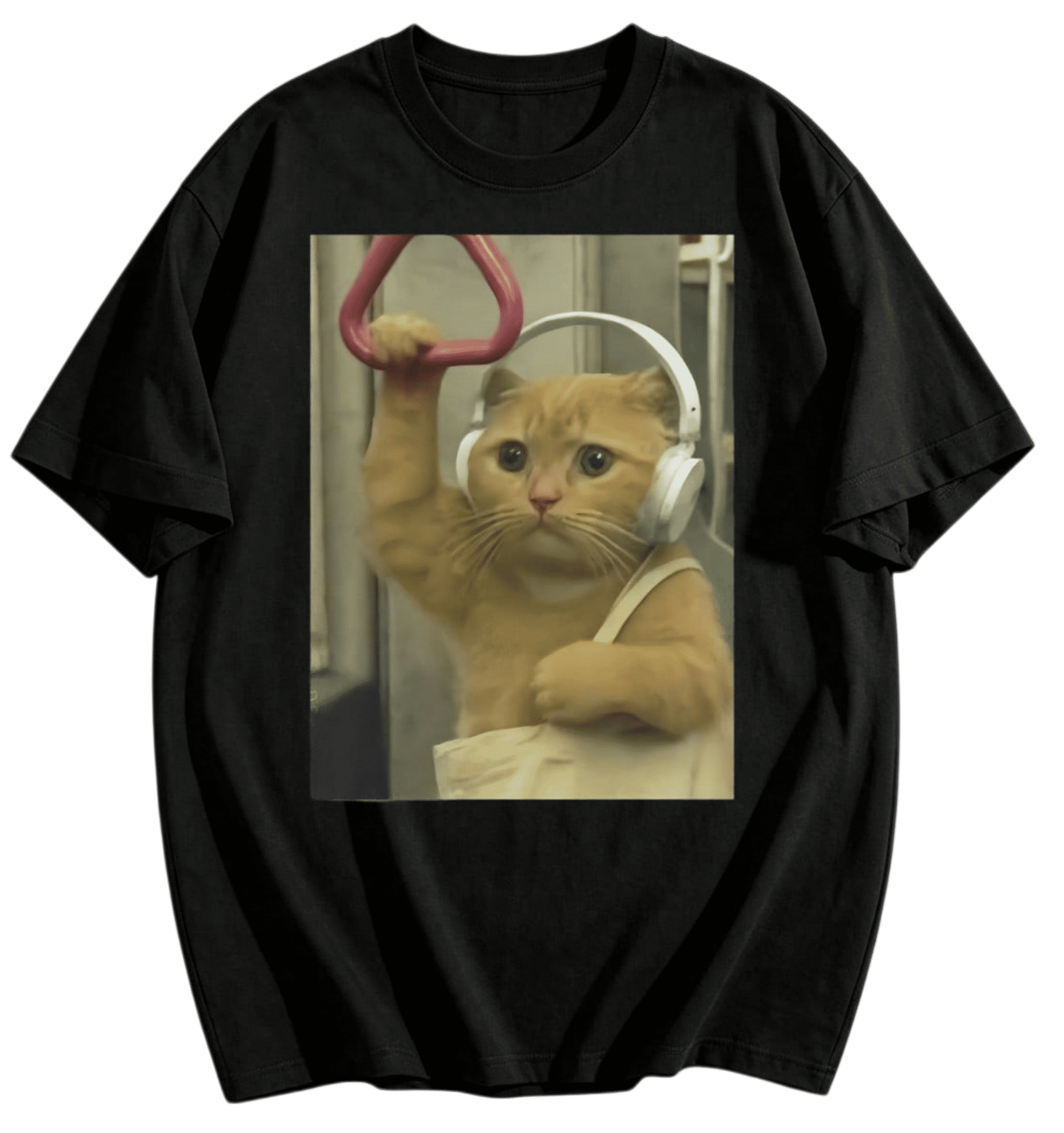 Subway Cat Meme Shirt, Gen Z Joke Shirt, Stupid Brainrot Gift, Cat Lover Gift, Funny Kitty Tee, Cool Cat Shirt 100% Cotton Men's Graphic T Shirts