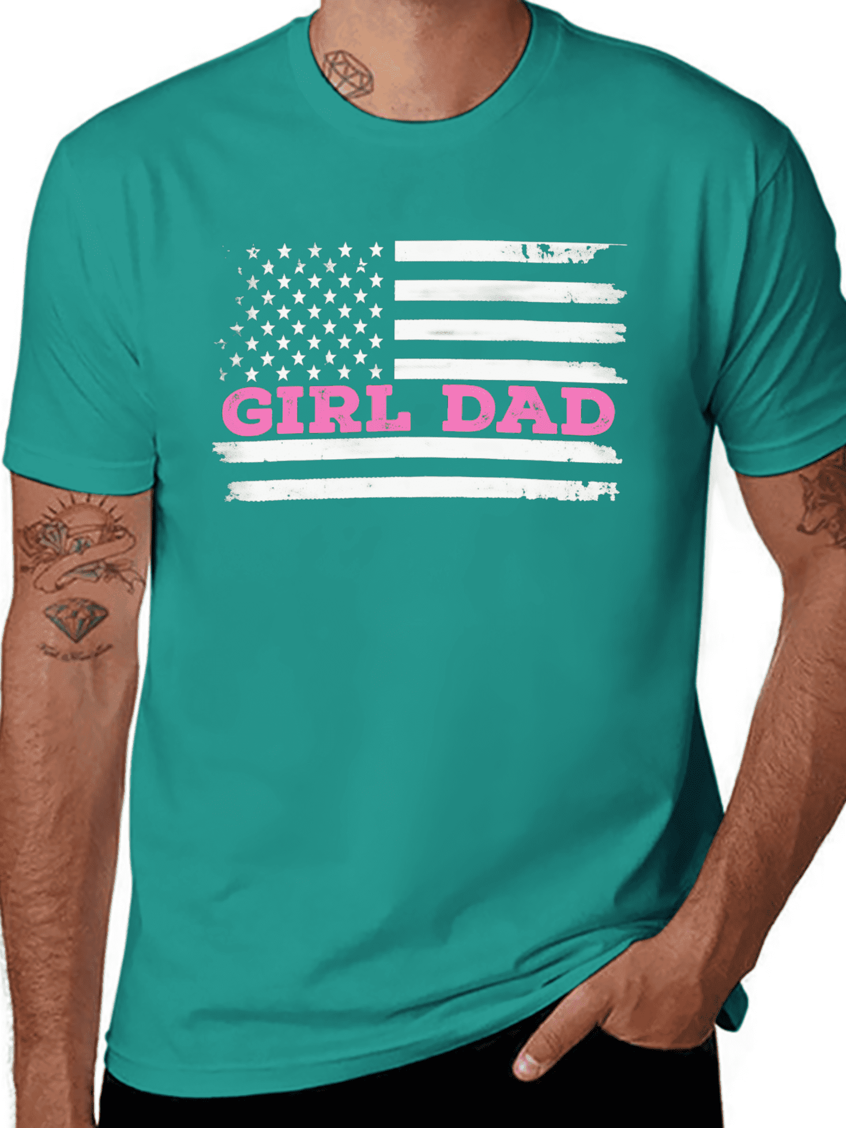 Summer t Shirts Girl Dad Father'S Day Dad Daughter, Dad of Girls Outnumbered T-Shirt Adult Men'S Loose And Comfortable Cotton