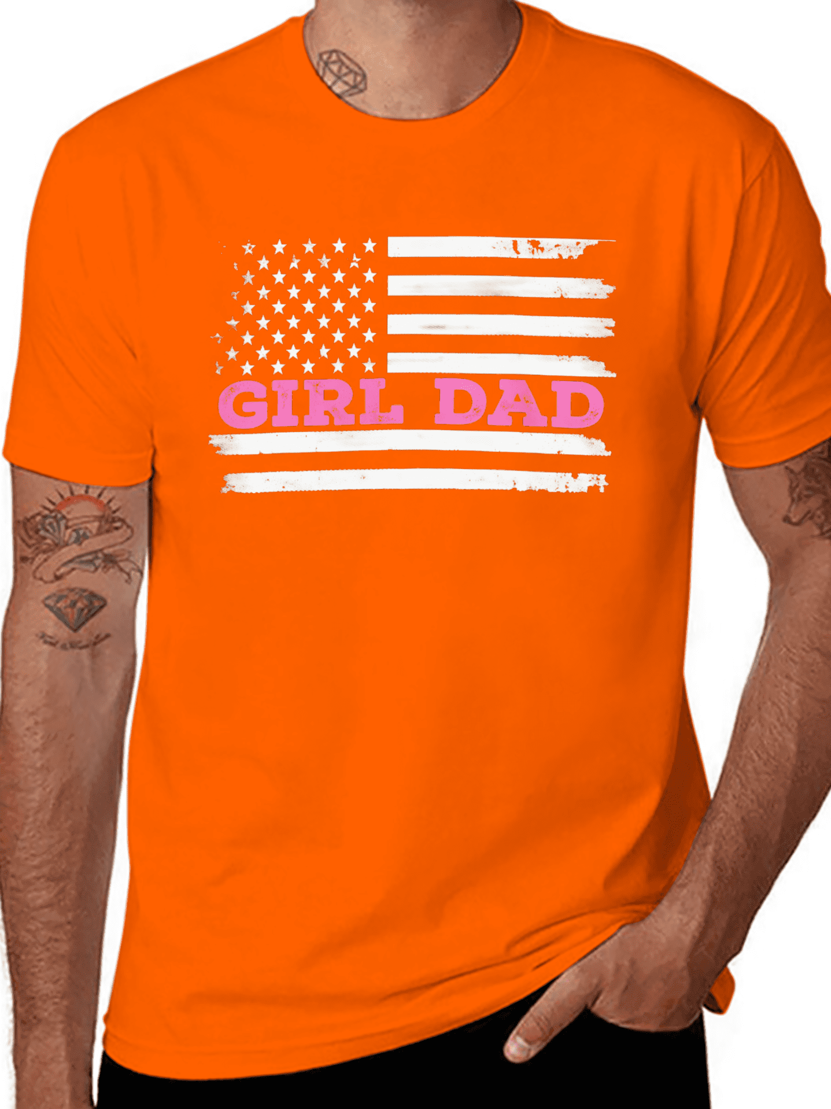 Summer t Shirts Girl Dad Father'S Day Dad Daughter, Dad of Girls Outnumbered T-Shirt Adult Men'S Loose And Comfortable Cotton