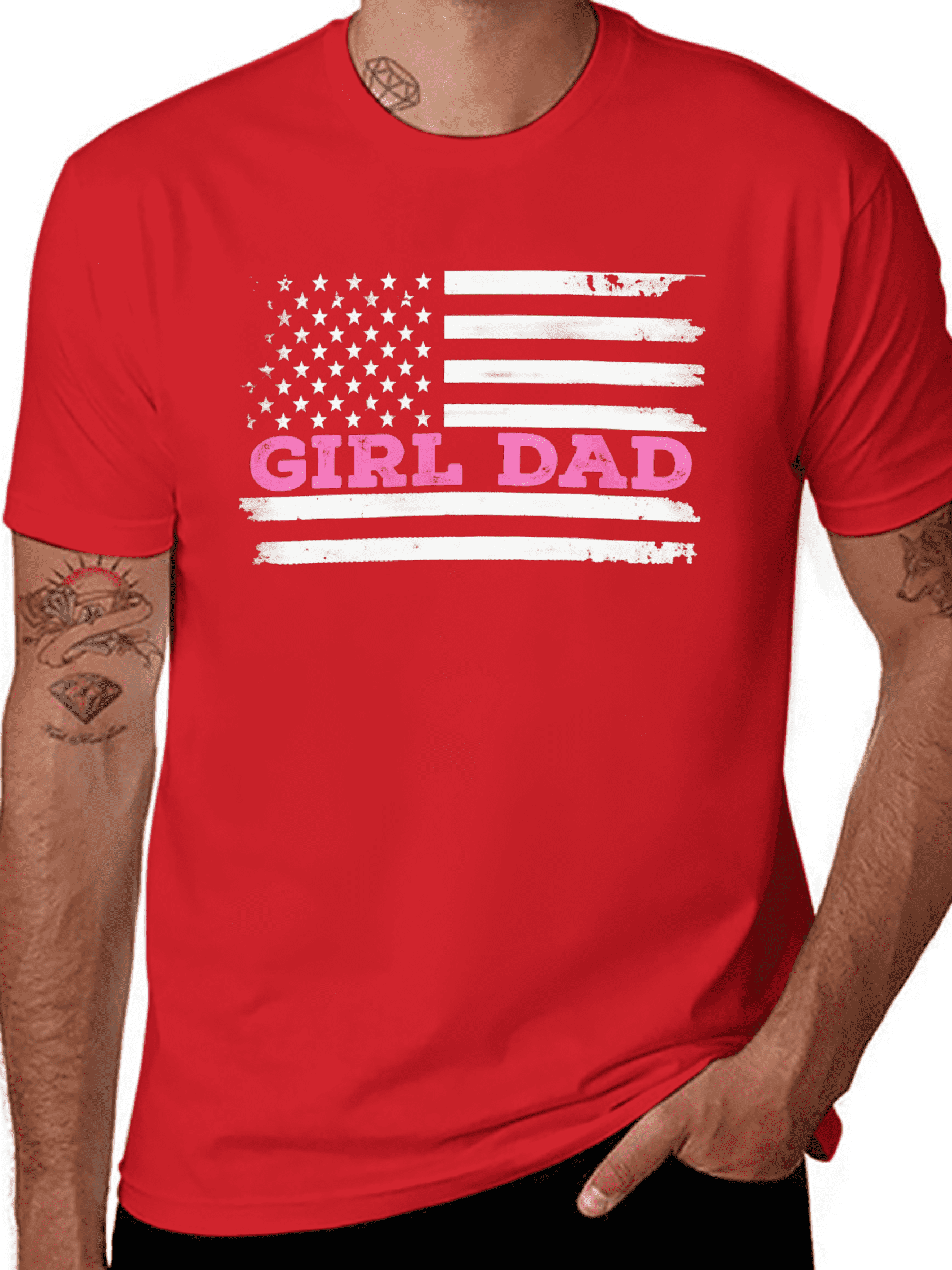 Summer t Shirts Girl Dad Father'S Day Dad Daughter, Dad of Girls Outnumbered T-Shirt Adult Men'S Loose And Comfortable Cotton