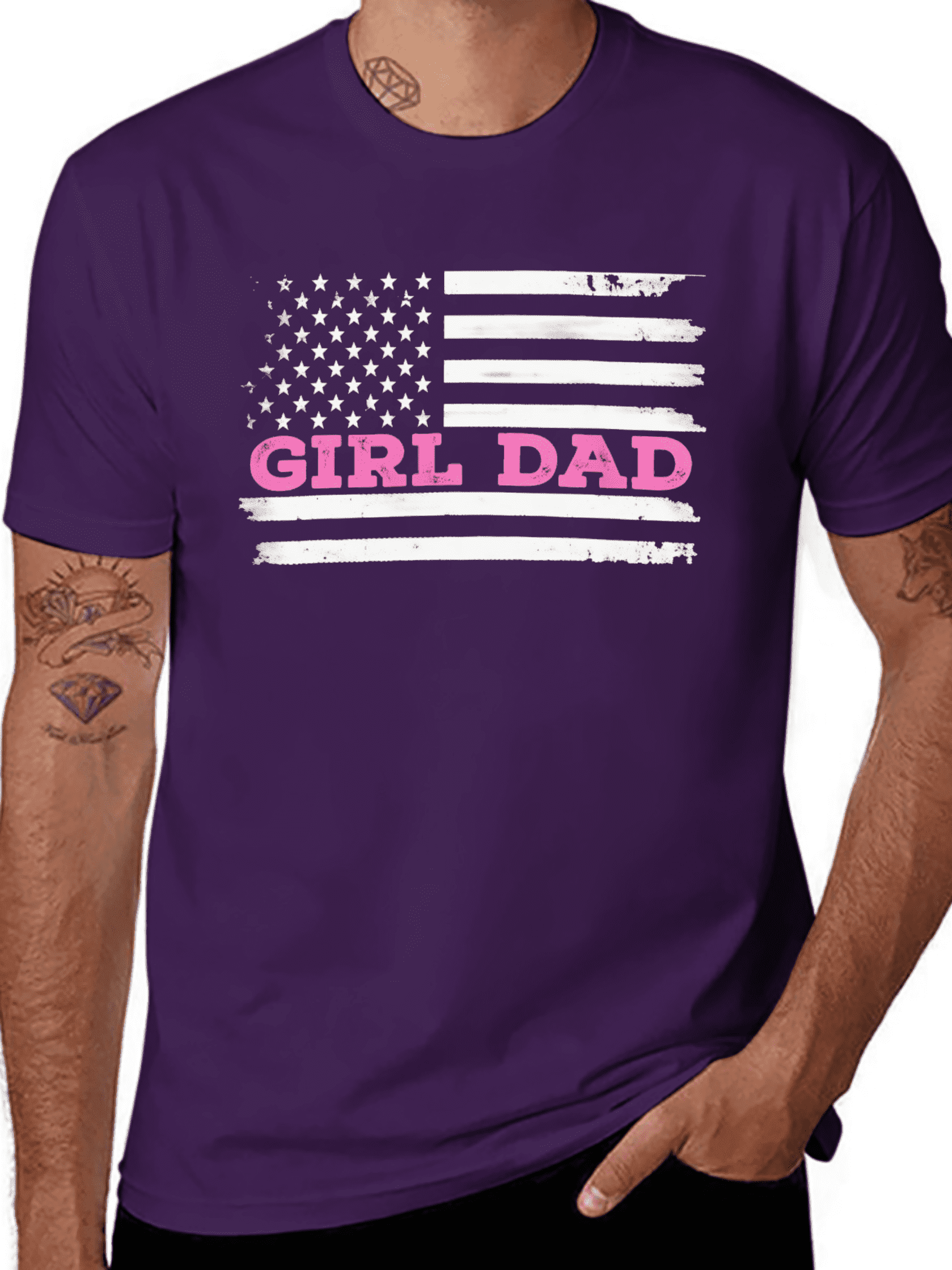 Summer t Shirts Girl Dad Father'S Day Dad Daughter, Dad of Girls Outnumbered T-Shirt Adult Men'S Loose And Comfortable Cotton
