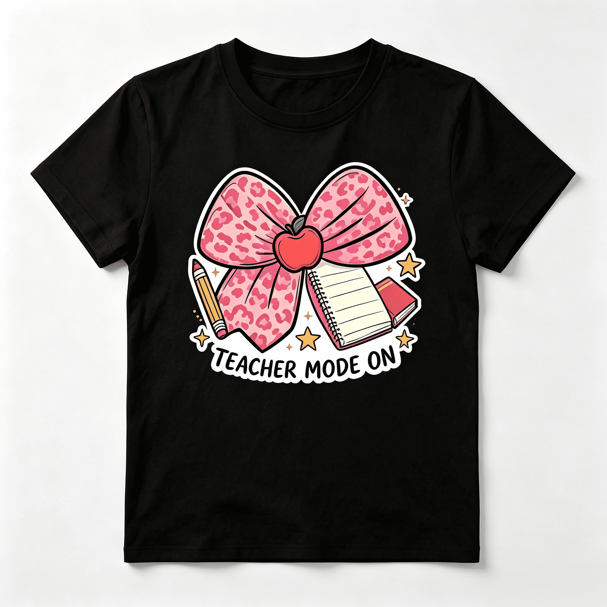 Teacher Mode On T-Shirt Apple Pencil Graphic Tee First Day of School Teacher Appreciation