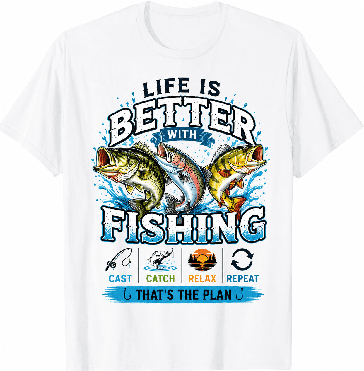 Things I Do In My Spare Time Fishing T-Shirt for Men Funny Fishing Graphic Tee Bass Trout Angler Shirt Fisherman Gift Idea Outdoor Sports Lake River Fishing Lover Tee