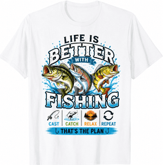 Things I Do In My Spare Time Fishing T-Shirt for Men Funny Fishing Graphic Tee Bass Trout Angler Shirt Fisherman Gift Idea Outdoor Sports Lake River Fishing Lover Tee