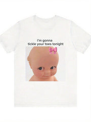 Tonight I'Going To Tease Your Toes Print-Shirt Men Women Soft Stretch Unisex Casual Crewneck Tee With Mischief Design, Loose Fit Short Sleeve Shirt