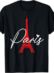 Unisex Paris Eiffel Tower Graphic T-Shirt, France Travel Shirt, Crew Neck Short Sleeve Casual Graphic Tee for Men and Women