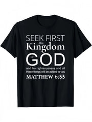 Christian T-Shirt with Joshua 1:9 Bible Verse - Black Cotton Tee for Men & Women