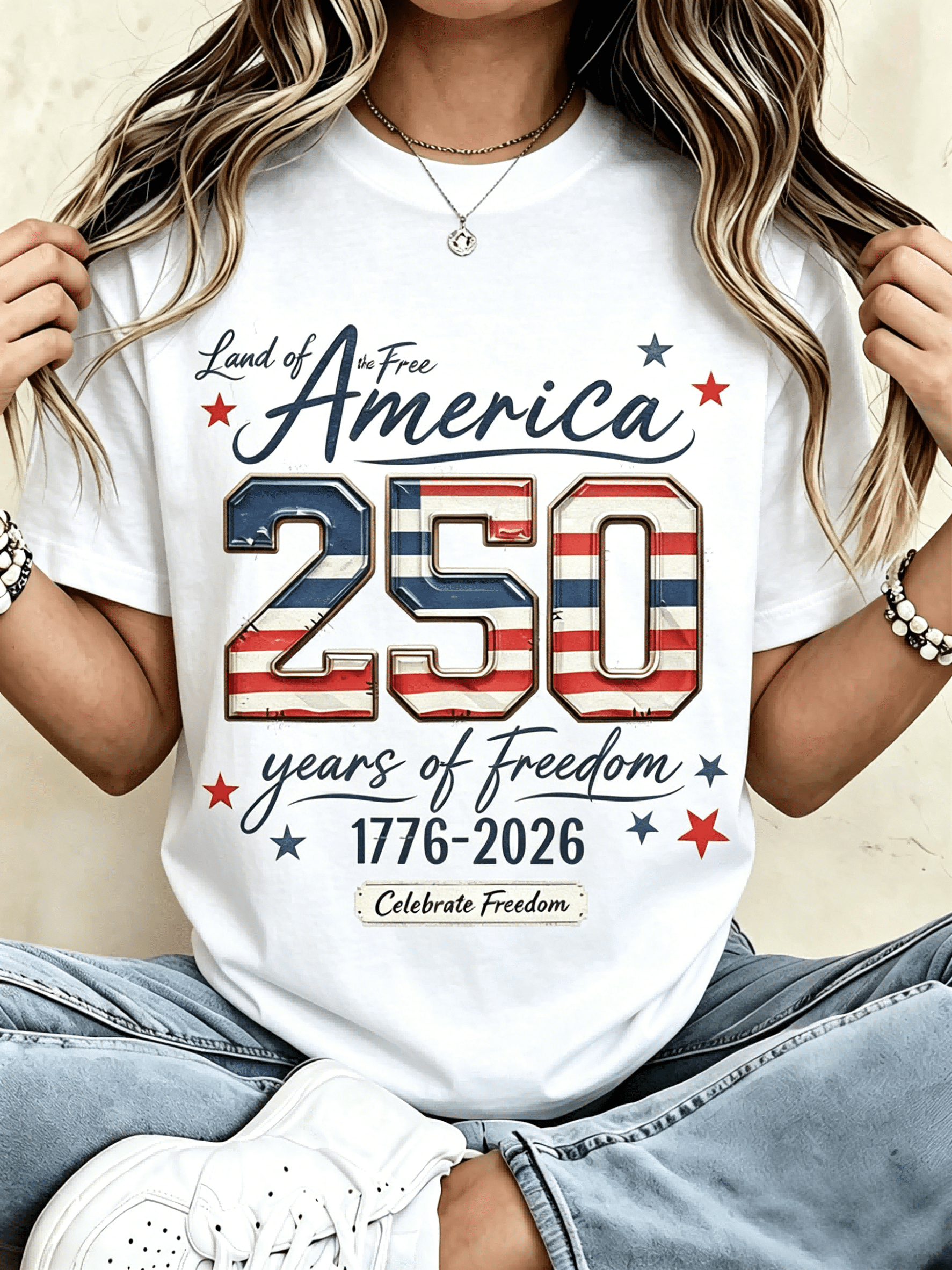 Unisex Soft Cotton Graphic T-Shirt 250 Years US Freedom Vintage USA Flag Star Patriotic Short Sleeve Tee