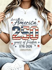 Unisex Soft Cotton Graphic T-Shirt 250 Years US Freedom Vintage USA Flag Star Patriotic Short Sleeve Tee