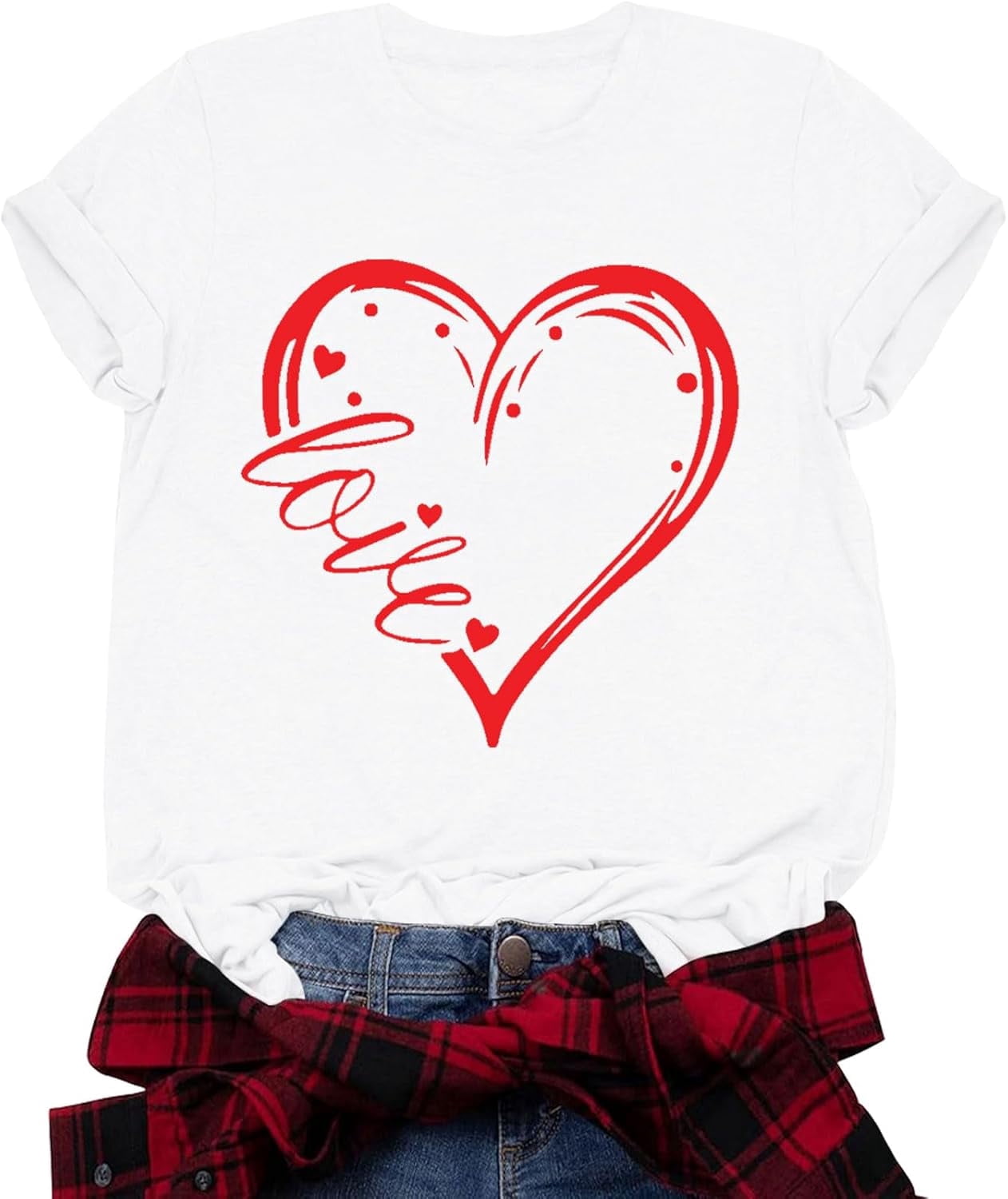 Valentines Shirts for Women Valentine Love Heart Printed Graphic Tshirt Cute Girls Casual Top2