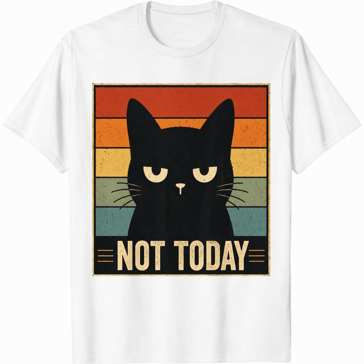 Vintage Black Cat Not Today T-Shirt for Cat Lovers, Funny Grumpy Kitty Graphic Tee, Retro Pet Lover Gift Shirt