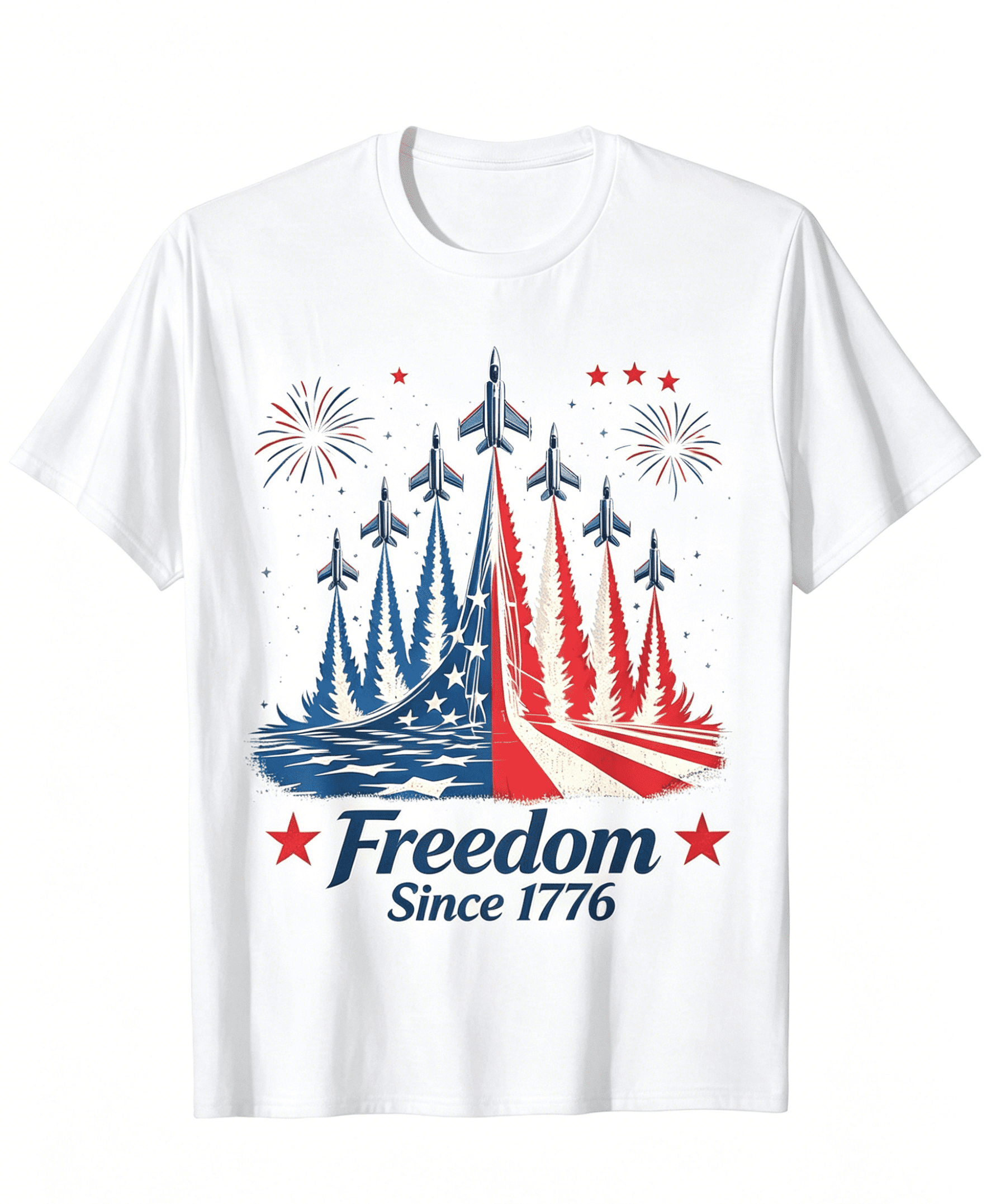 Vintage USA Patriotic Tee For Men | Freedom Since 1776 American Flag Jet Fighter 4th Of July T-Shirt