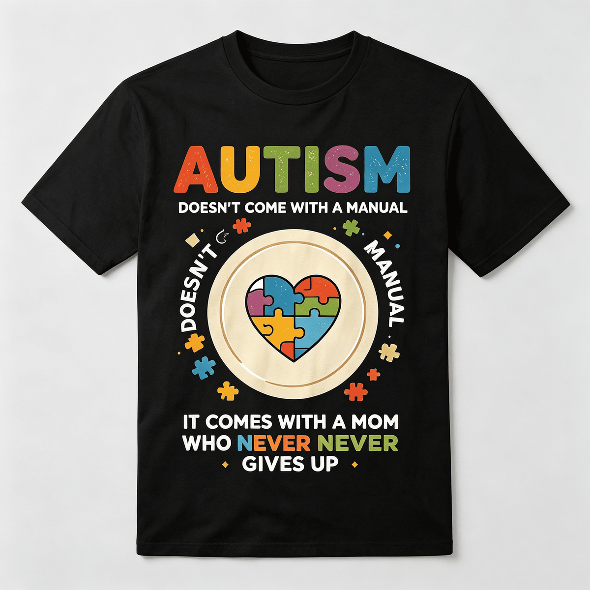 Women Autism Awareness Mom Graphic Tee, Inspirational Neurodiversity Short Sleeve Crew Neck Casual Daily Wear T‑Shirt