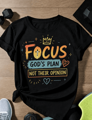 Women Soft Crew Neck Short Sleeve Cotton T-Shirt, Brush Stroke Focus God's Plan Not Their Opinion Crown Cross Heart Star Inspirational Christian Graphic Relaxed Fit Daily Tee