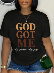 Women's Christian Faith Graphic T-Shirt, Inspirational Religious Crew Neck Short Sleeve Casual Tee, Comfortable Everyday Worship Top