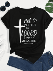 Women's Christian Inspirational Graphic T-Shirt, Faith Cross Print Crew Neck Short Sleeve Casual Tee for Everyday Wear