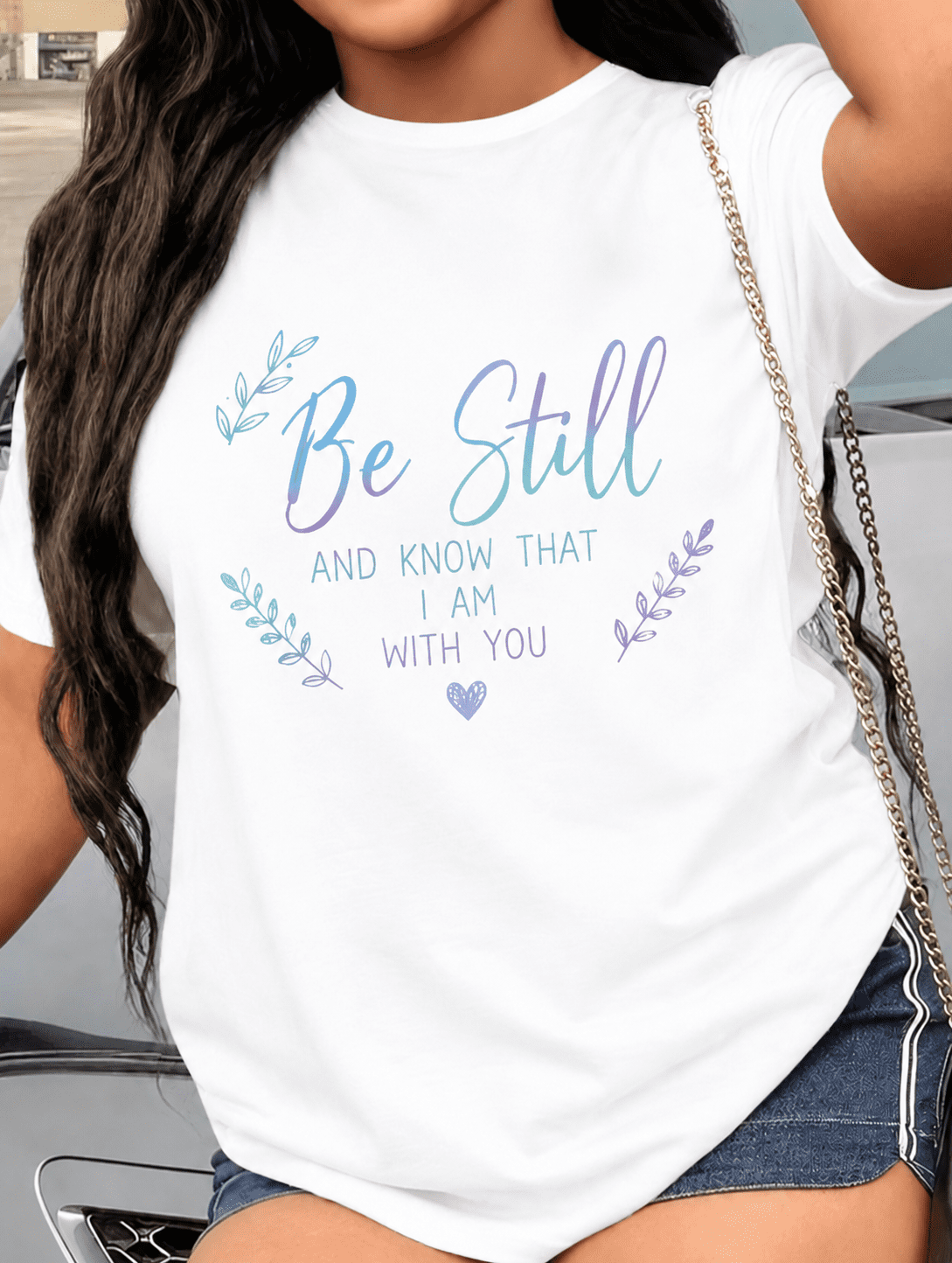 Women's Christian Inspirational Graphic T-Shirt, Faith Inspired Typography Print Crew Neck Short Sleeve Casual Tee