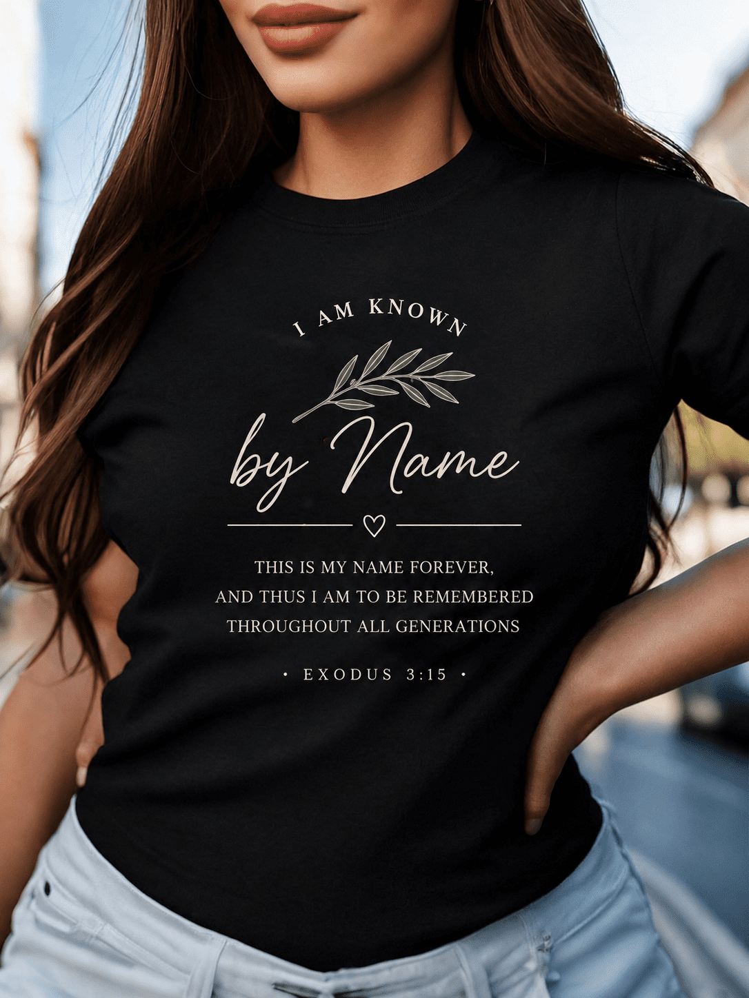 Women’s Christian Inspirational T-Shirt, I Am Known by Name Exodus 3:15 Graphic Tee, Faith-Based Bible Verse Shirt, Casual Short Sleeve Crew Neck Religious Top
