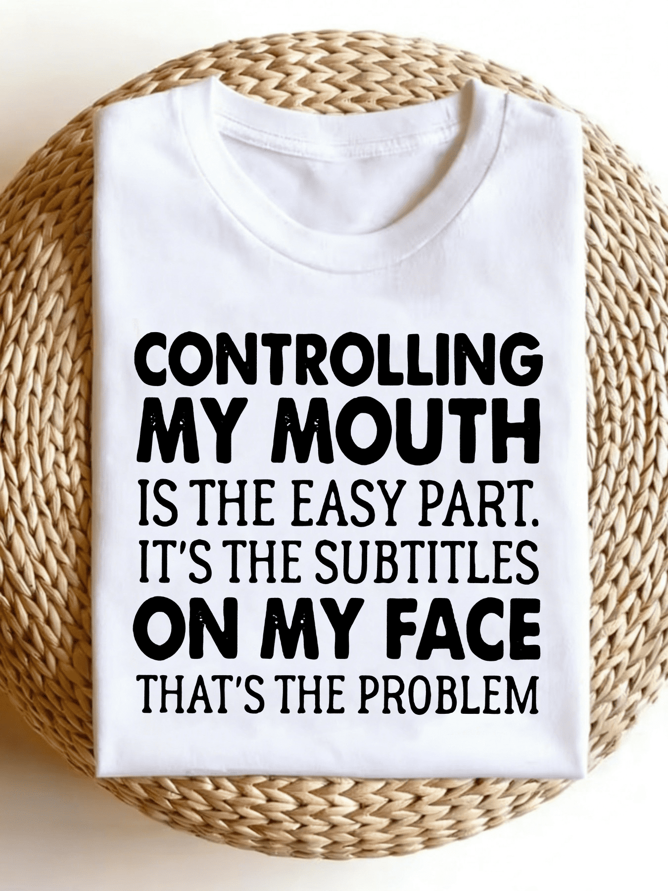 Women’s Controlling My Mouth Is The Easy Part Funny Sarcastic Graphic Short Sleeve T-Shirt, Humor Quote Crew Neck Casual Novelty Top