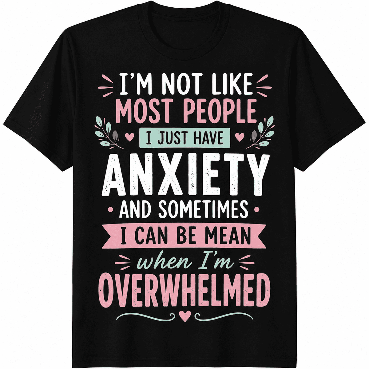 Women's Funny Anxiety Graphic T-Shirt, Retro Humor Mental Health Awareness Tee, Inspirational Casual Short Sleeve Crewneck Shirt