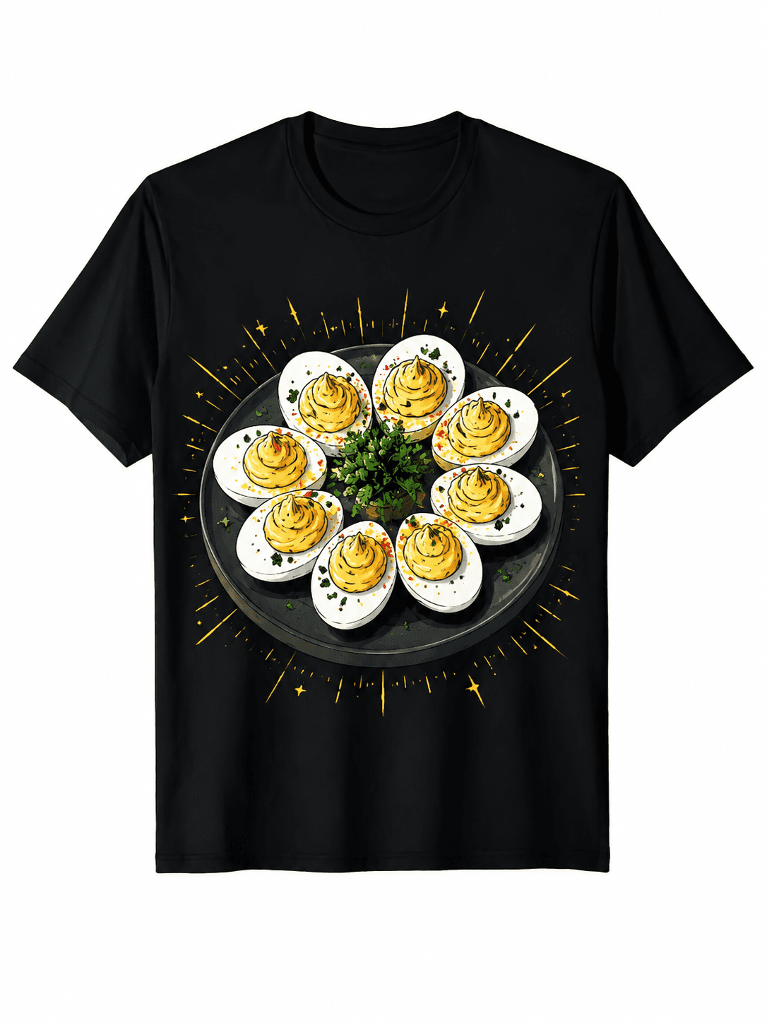 Women’s Funny Deviled Eggs Graphic T-Shirt, Cute Food Print Casual Summer Crewneck Tee