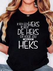 Women's Funny Dutch Quote Graphic T-Shirt, Casual Crew Neck Short Sleeve Novelty Tee, Humorous Statement Print Summer Top, Soft Comfortable Everyday Shirt