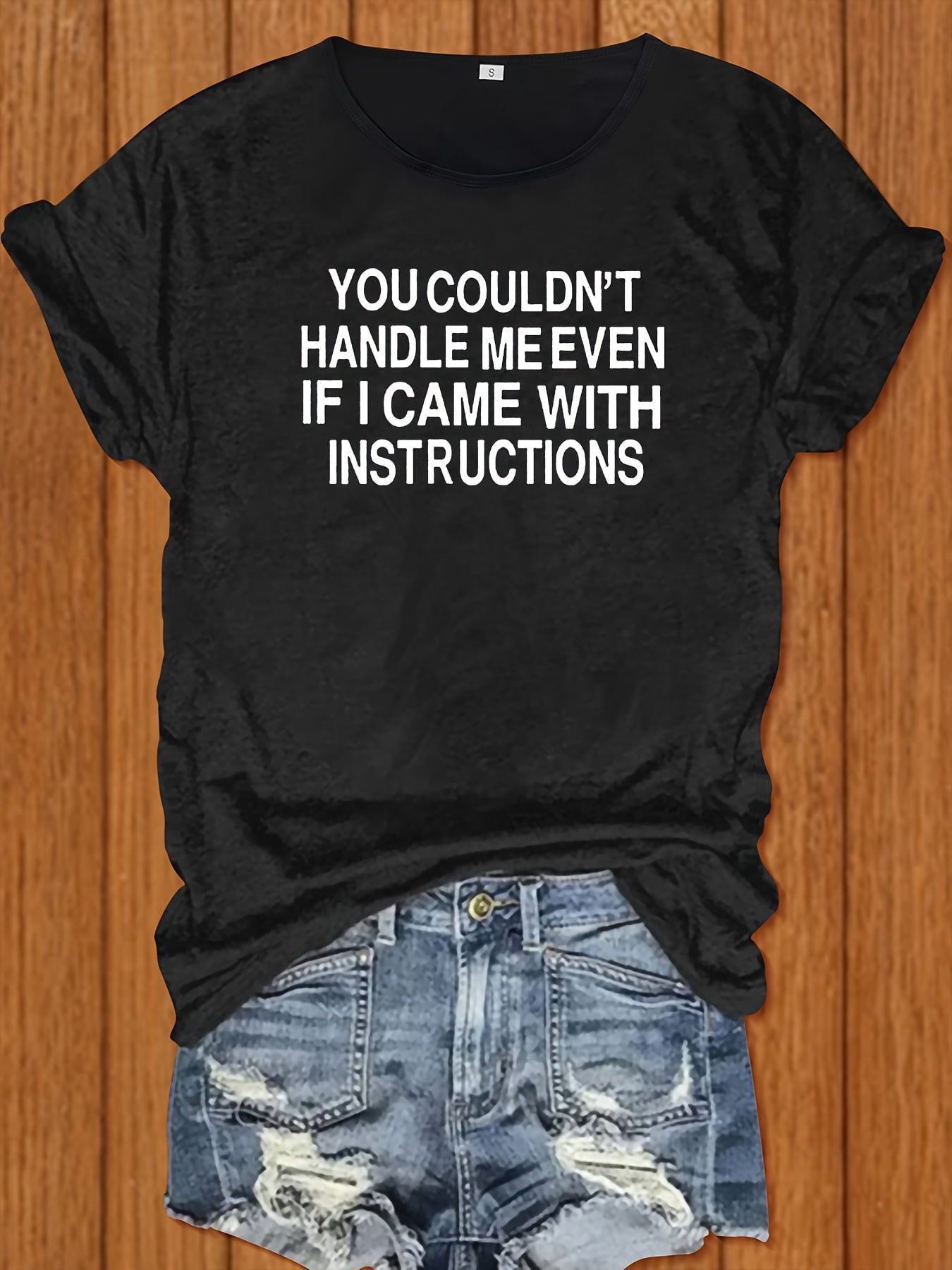 Women's Funny Sassy Quote T-Shirt / "You Couldn't Handle Me Even If I Came with Instructions" Grey Short Sleeve Round Neck Top / Soft Breathable Casual Summer Tee with White Text Print & Relaxed