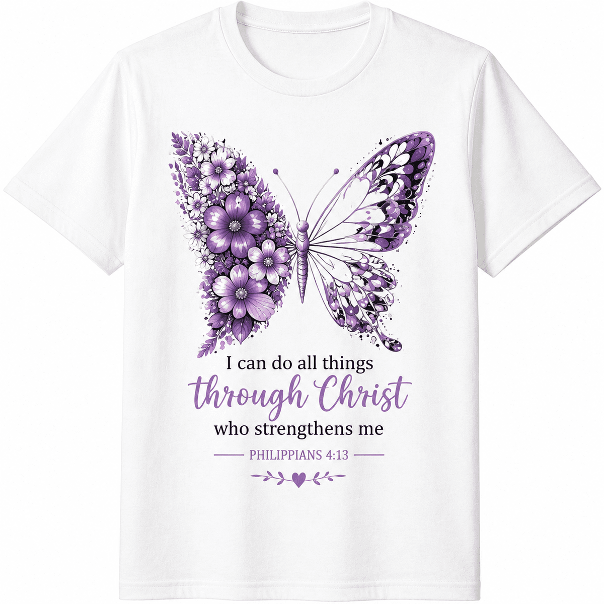 Women’s Inspirational Butterfly Christian T-Shirt – “I Can Do All Things Through Christ” Faith Graphic Tee – Soft Casual Religious Gift Shirt