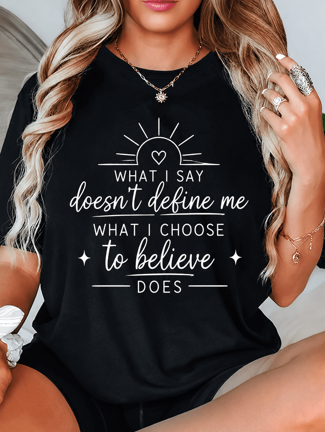 Women's Inspirational Graphic T-Shirt, Positive Message Typography Print Crew Neck Short Sleeve Casual Tee for Everyday Wear