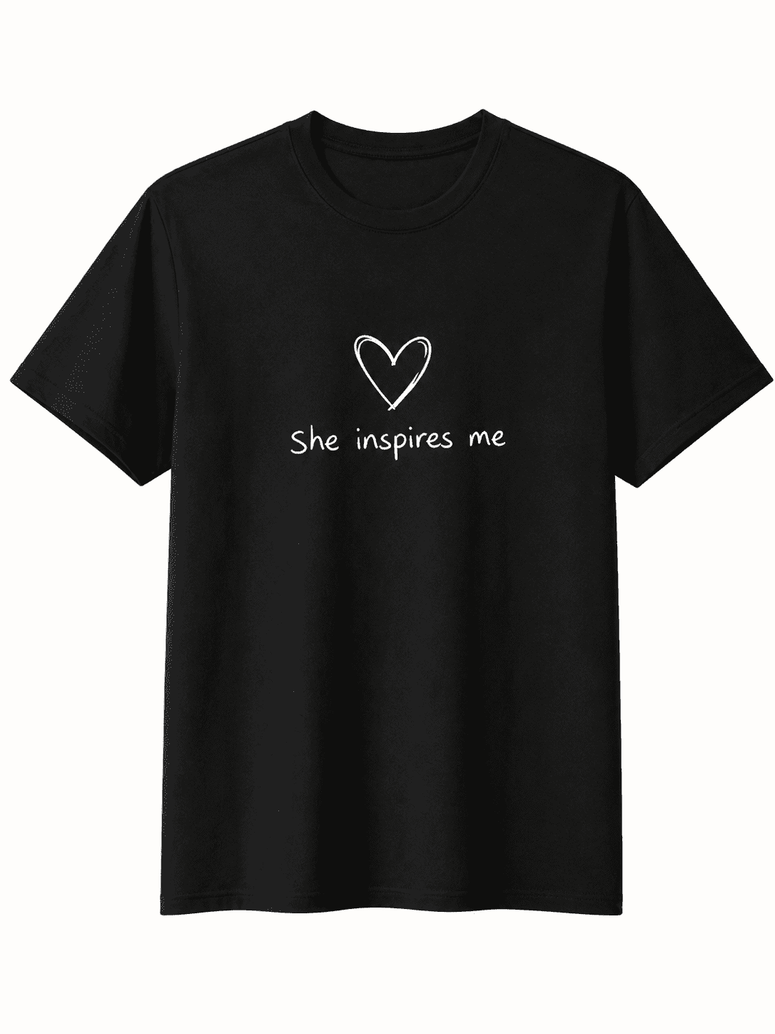 Women's Inspirational Graphic T-Shirt, She Inspires Me Letter Print Crew Neck Short Sleeve Casual Cotton Tee Gift for Wife Girlfriend