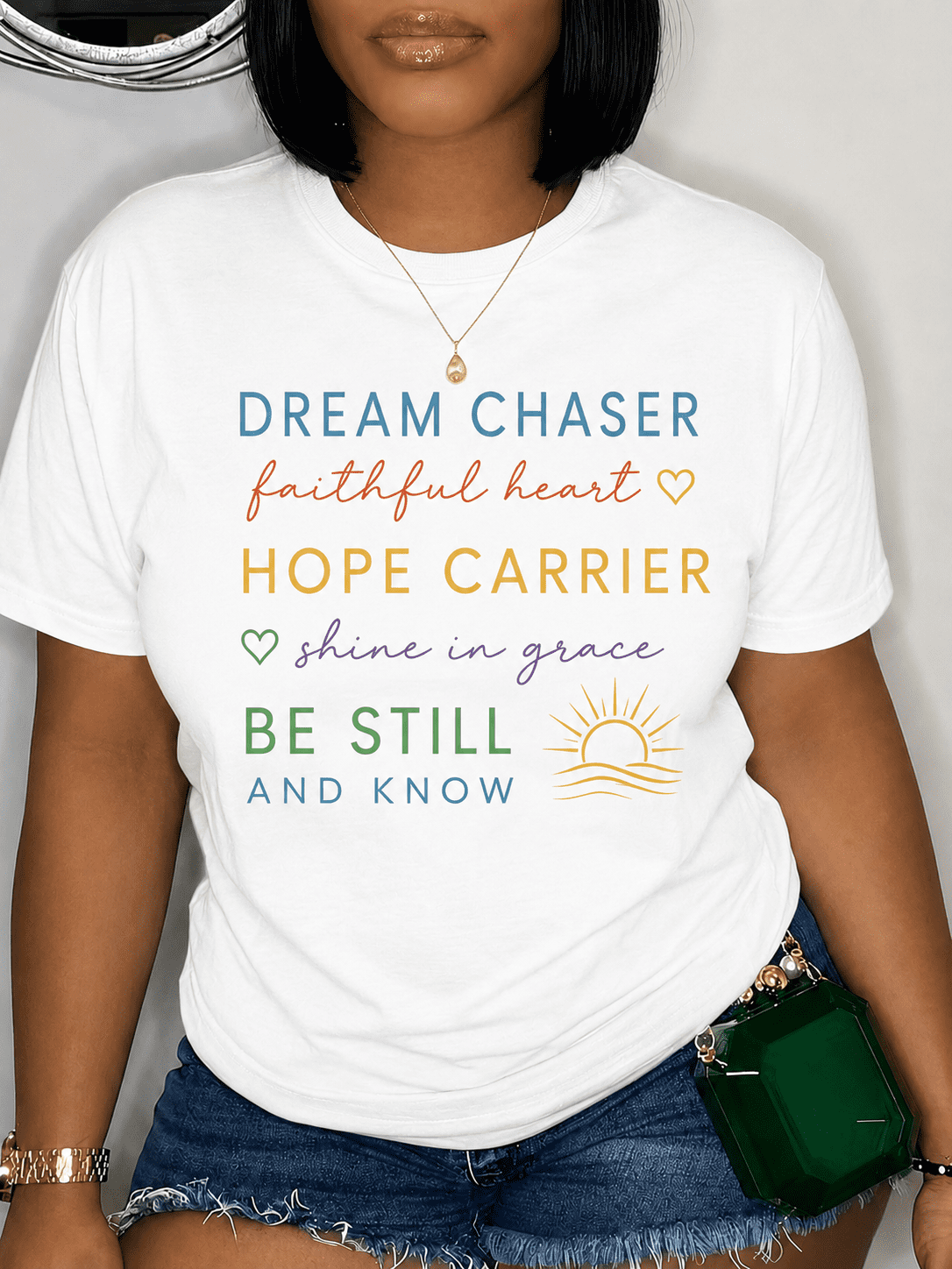 Women's Inspirational Quote Graphic T-Shirt, Soft Casual Crew Neck Short Sleeve Faith Style Tee for Everyday Wear