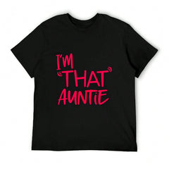 Women's Summer 100% Cotton Oversized "I'M THAT AUNTIE" Letter Print Short Sleeve T-Shirt