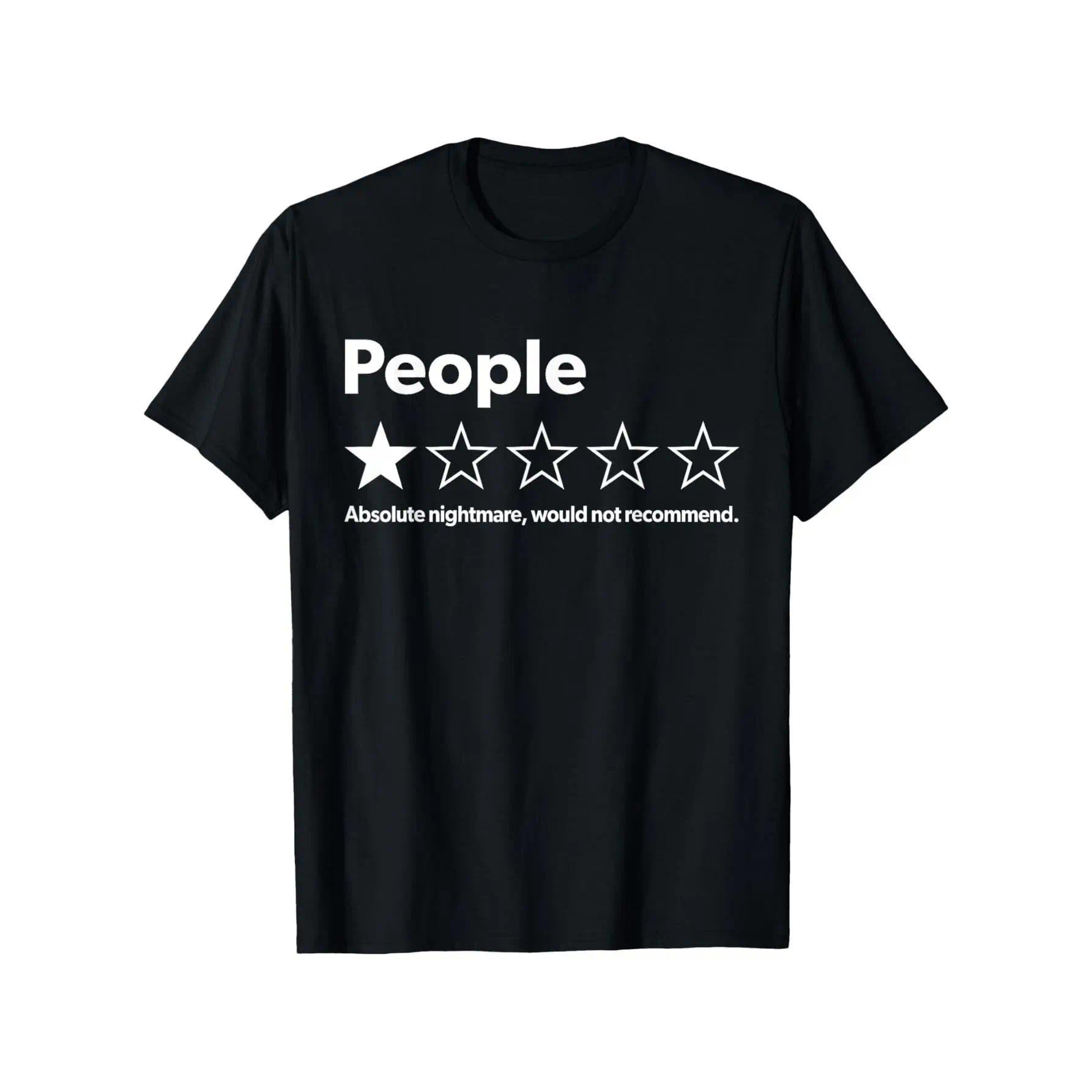Unisex Adult 100% Cotton Short-Sleeve Streetwear T-Shirt - Black, Funny 1-Star Review Graphic Top, Casual Outdoor Garment for Men & Women