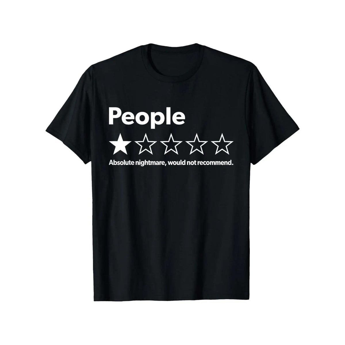 Unisex Adult 100% Cotton Short-Sleeve Streetwear T-Shirt - Black, Funny 1-Star Review Graphic Top, Casual Outdoor Garment for Men & Women