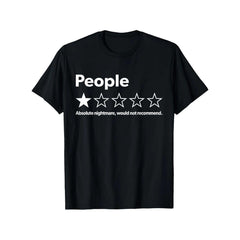 Unisex Adult 100% Cotton Short-Sleeve Streetwear T-Shirt - Black, Funny 1-Star Review Graphic Top, Casual Outdoor Garment for Men & Women