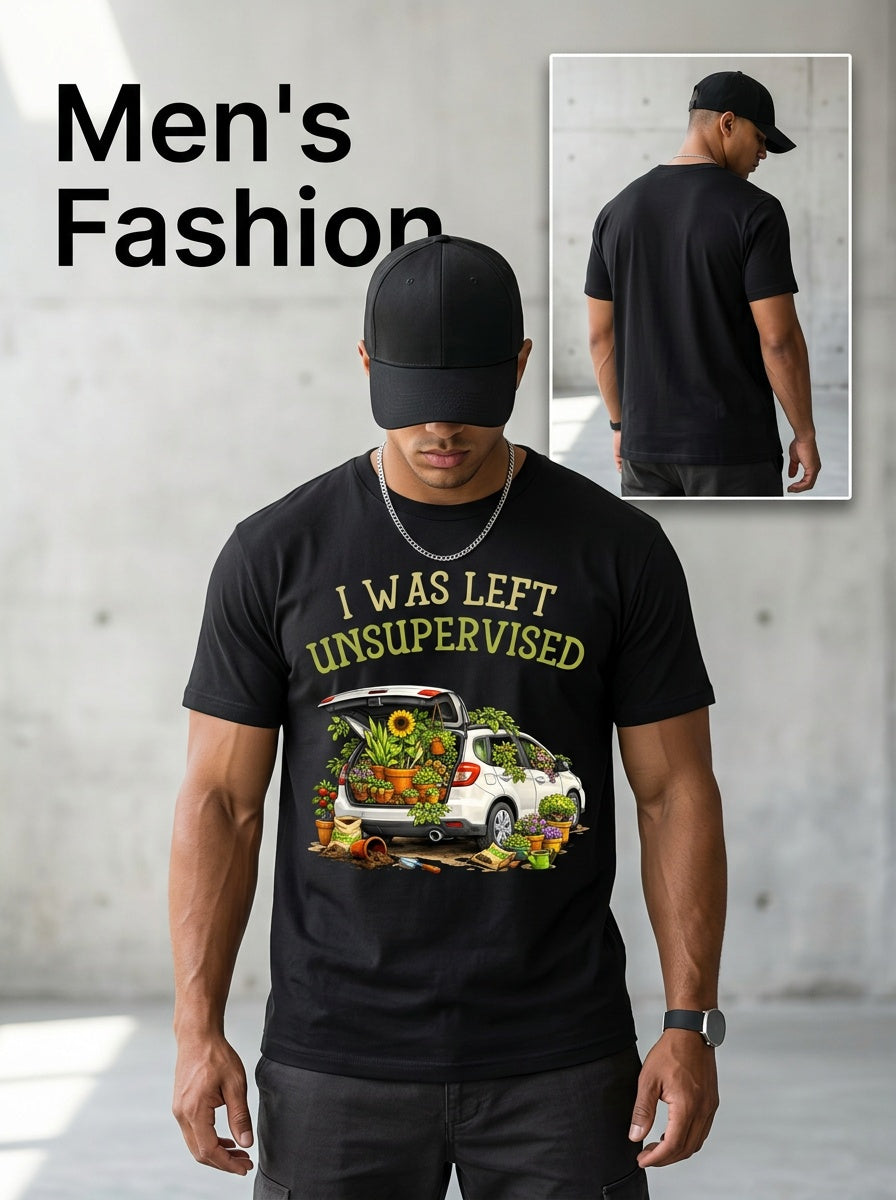 I Was Left Unsupervised Funny Sarcastic Graphic Tee for Men Women, Cute Irresponsible Humor Short Sleeve T-Shirt, Casual Crew Neck Top for Daily Wear