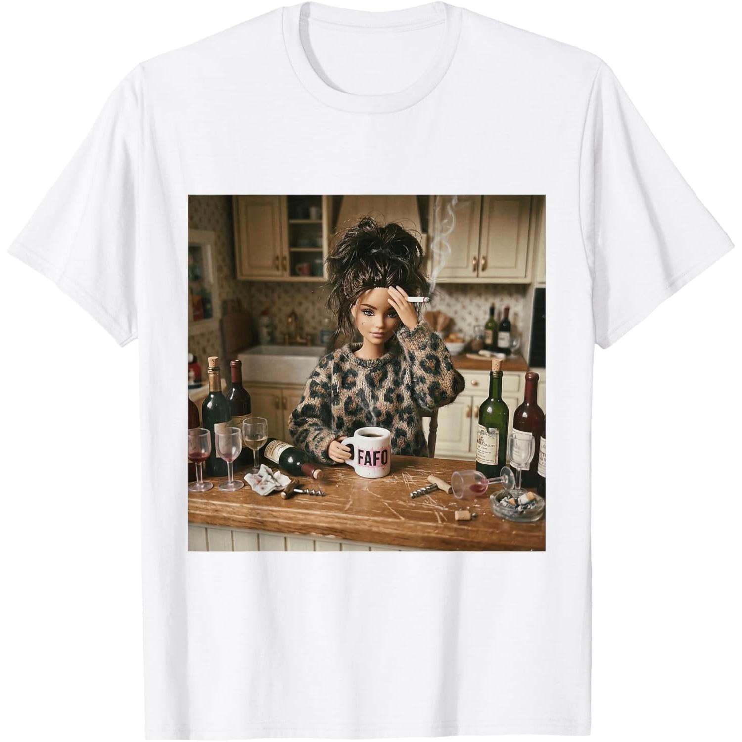 Funny Creepy Doll Face Meme T-Shirt - Weird Mom Humor Graphic Tee, Unisex Casual Top