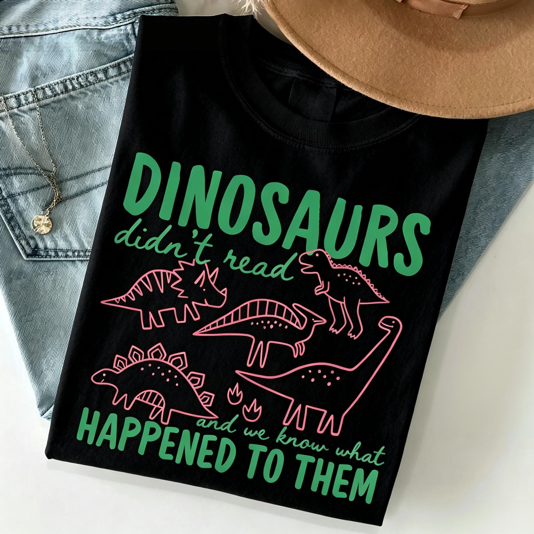 Preppy Teacher Shirt Funny Dinosaur Reading Graphic Tee Back To School Women Summer Casual Short Sleeve Top Cute Librarian School Humorous T-Shirt