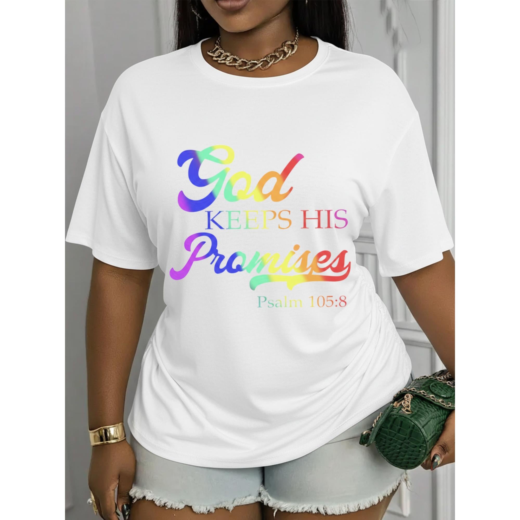 “God Keeps His Promises” Faith Tee – Psalm 105:8 Bible Verse Shirt for Women Men, Soft Stretchy Casual Crewneck