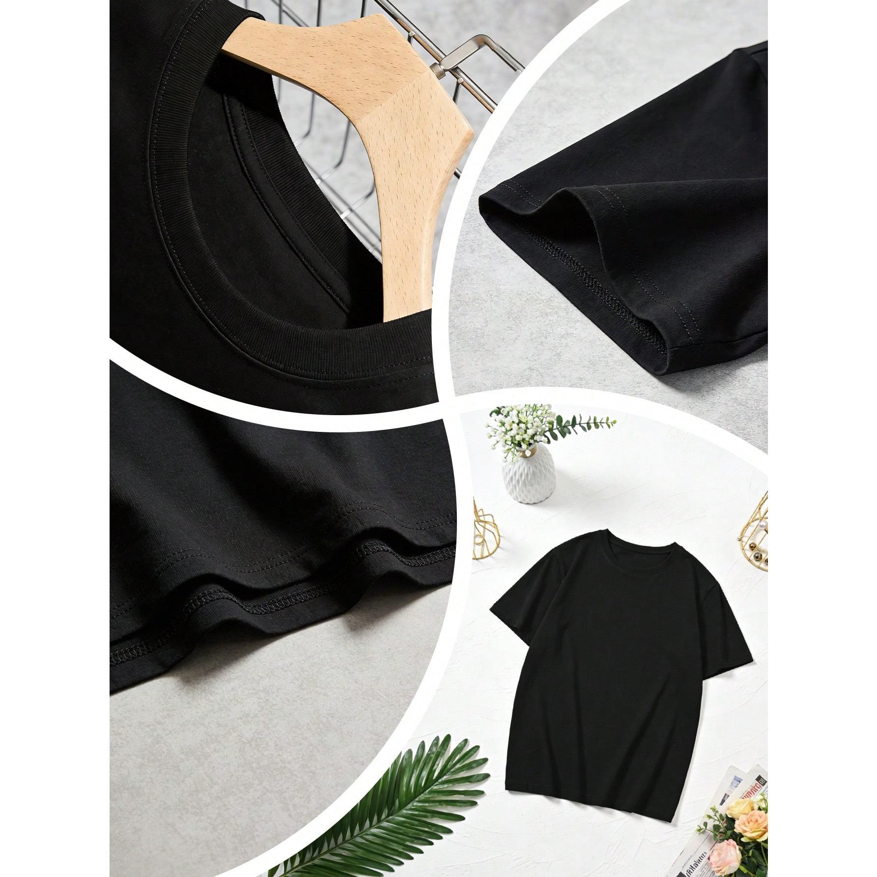 Women' God Says Bible Verse Print Black TShirt Crew Neck Casual Cotton Tee Medium Stretch Knit Fabric Regular Fit For emale Ladies