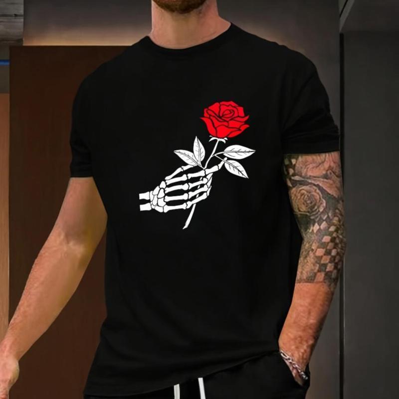 Hand With Rose Print T-shirt