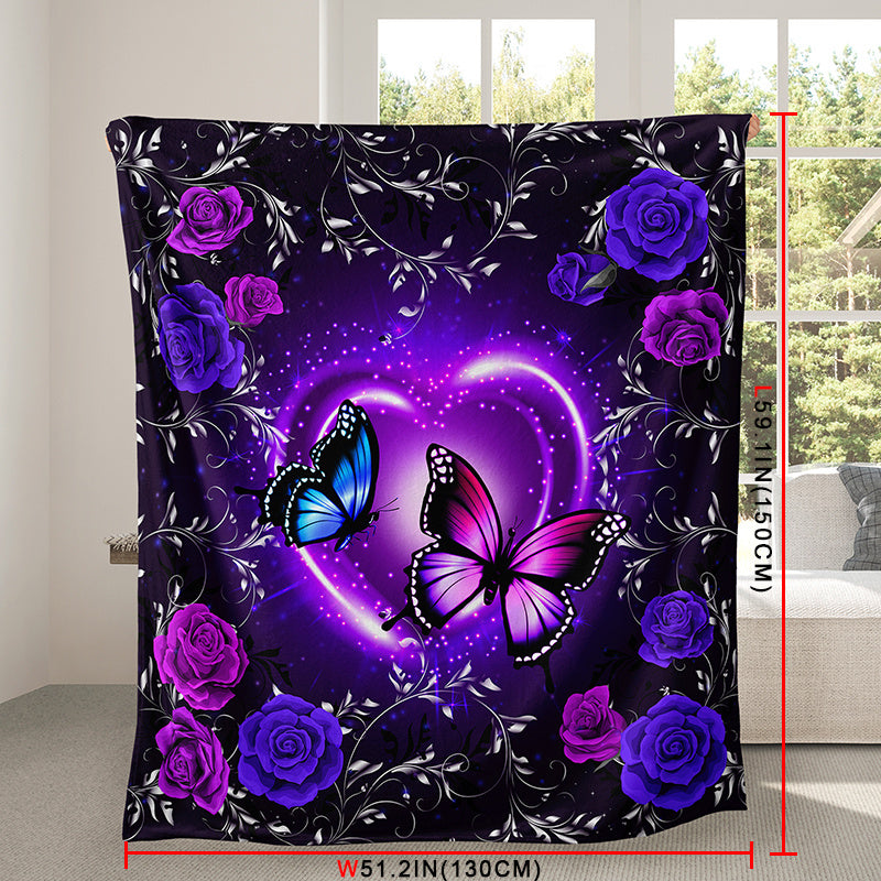 Stylish Classic Popular Butterfly Floral High-Weight Flannel
