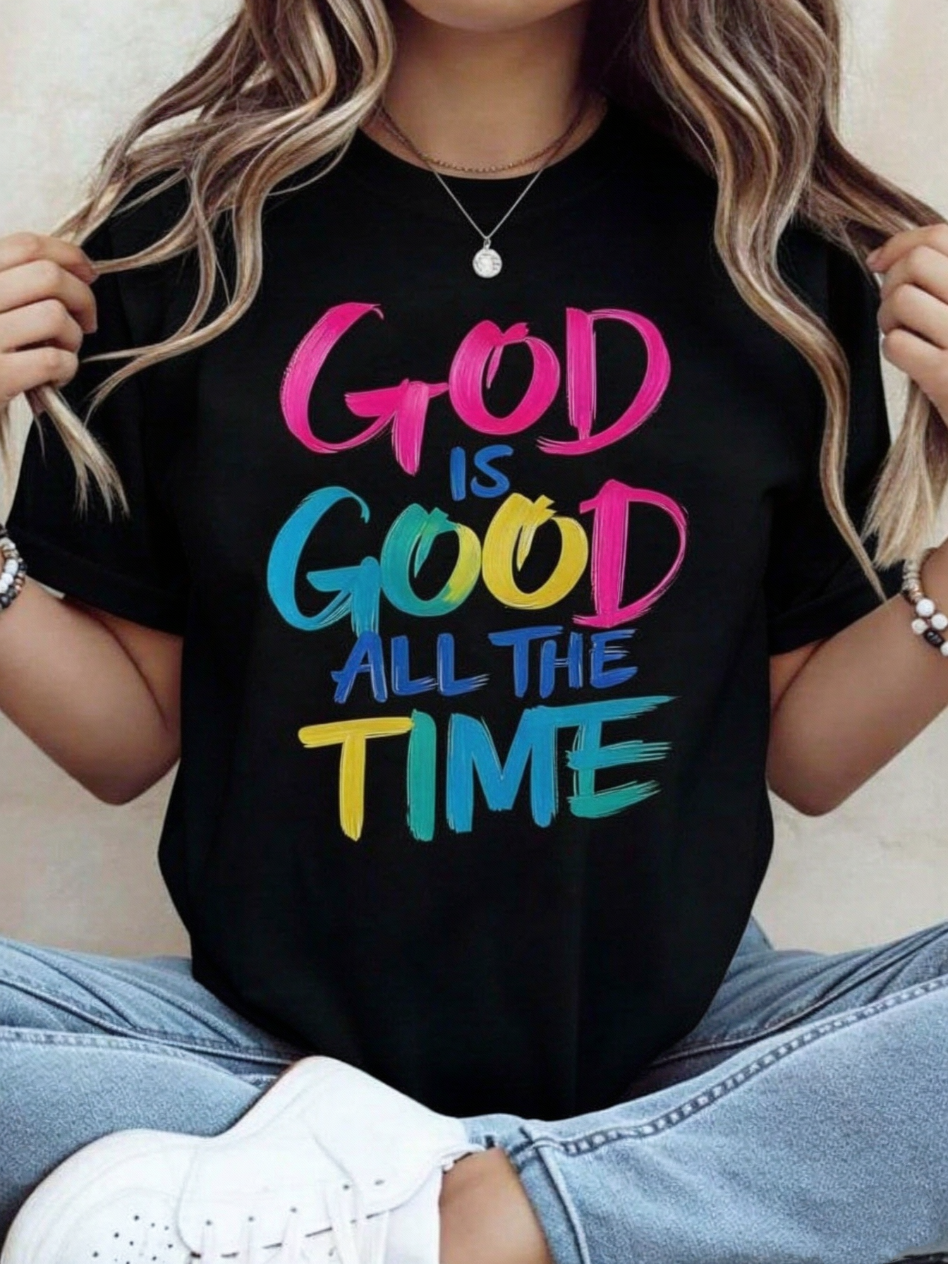 God Is Good All The Time Christian T Shirt Women Religious Faith Statement Graphic Tee Casual Summer Top