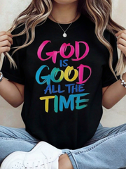 God Is Good All The Time Christian T Shirt Women Religious Faith Statement Graphic Tee Casual Summer Top