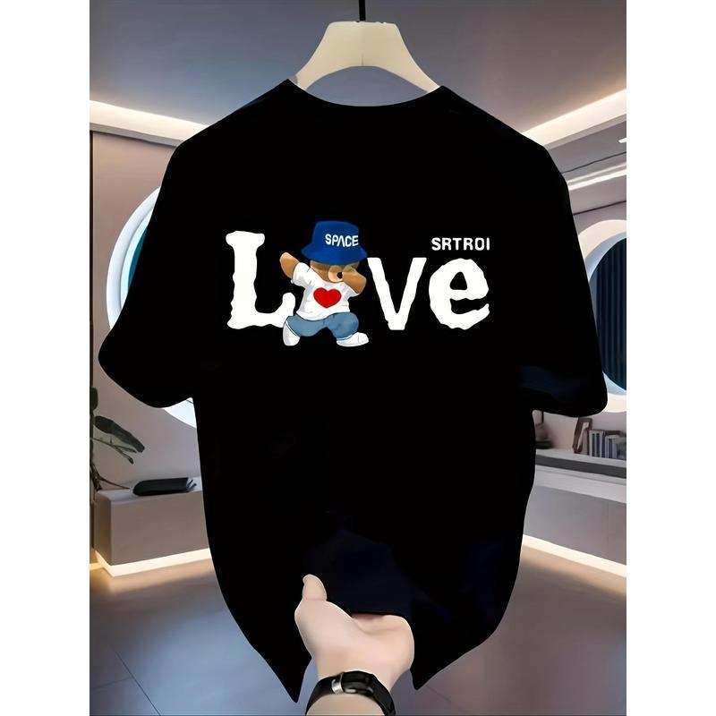 Retro T-Shirt with "LOVE" Graphic & Bear Design