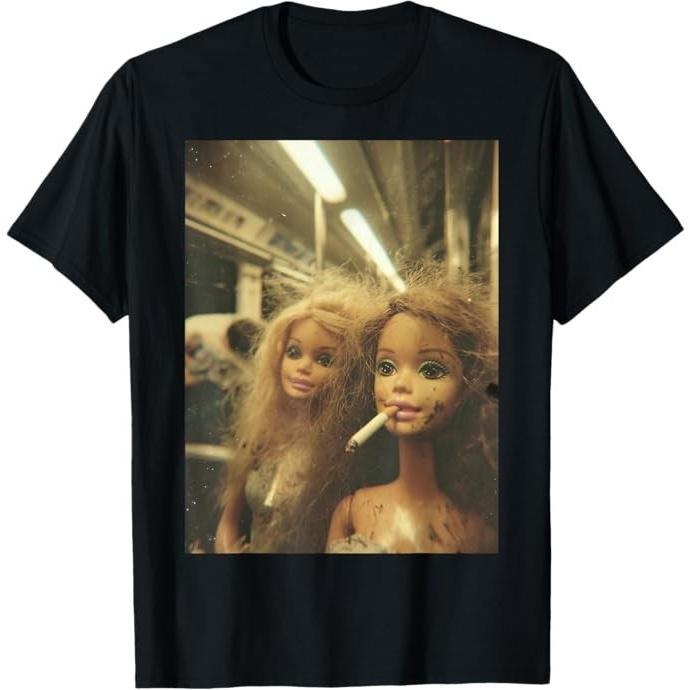 Funny Disgusting Doll face Meme Smoking Y2K Sarcastic Gift T-Shirt