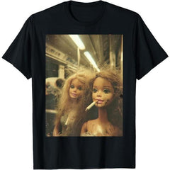 Funny Disgusting Doll face Meme Smoking Y2K Sarcastic Gift T-Shirt