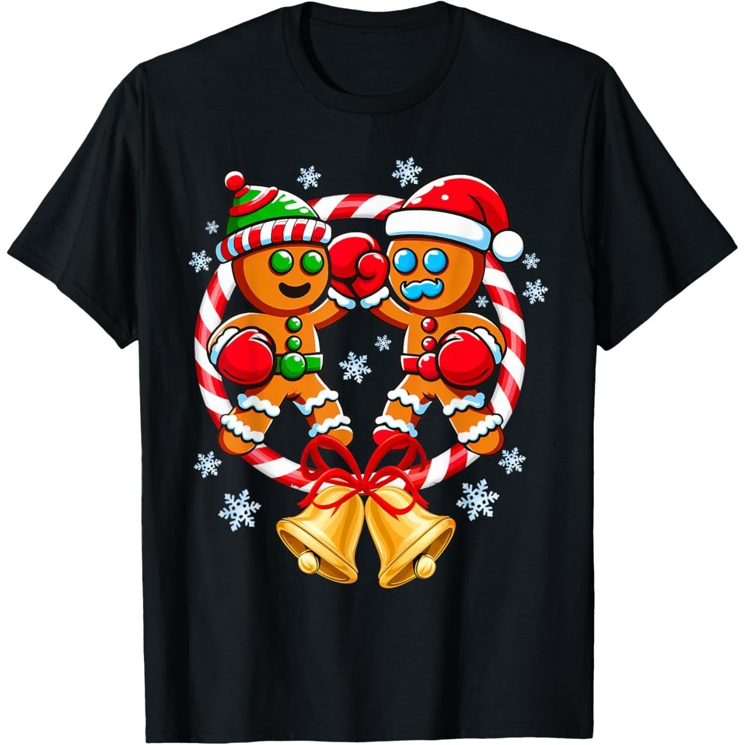 Funny Gingerbread Cookies Christmas Fighting Boxing T-Shirt