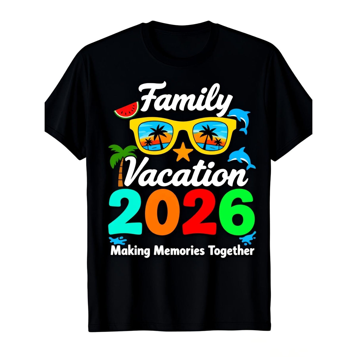 Family Vacation 2026 Making Memories Together Graphic T-Shirt, Unisex Soft Cotton Crew Neck Top, All Season Tropical Beach Tee, Matching Group Outfit For Summer Family Trips