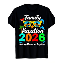 Family Vacation 2026 Making Memories Together Graphic T-Shirt, Unisex Soft Cotton Crew Neck Top, All Season Tropical Beach Tee, Matching Group Outfit For Summer Family Trips